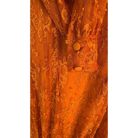 ZARA Vintage Inspired Small Lace Midi Dress In Burnt Orange - Picture 7 of 14